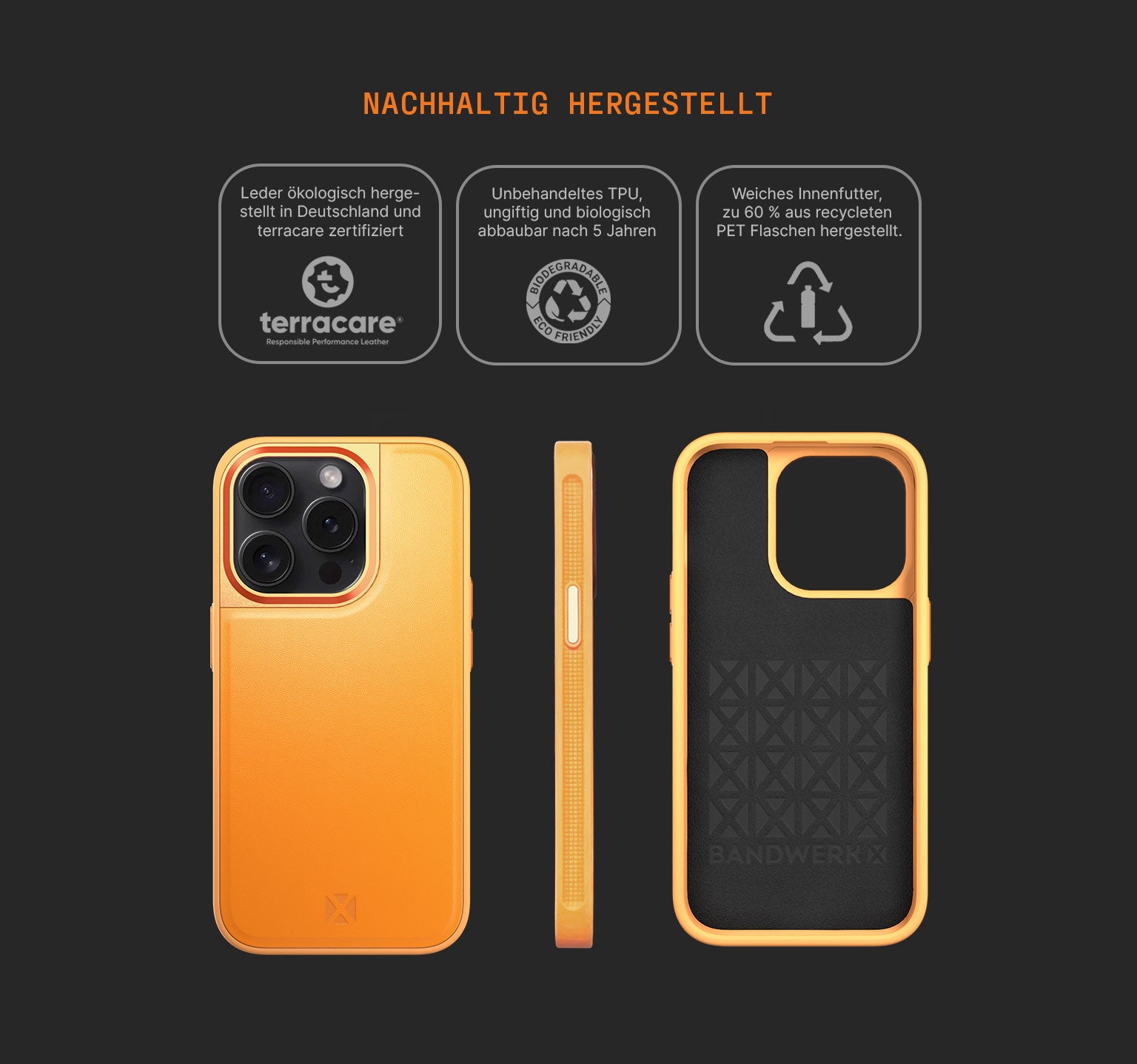 Performance Leather Case | Orange Pop | iPhone 15 Pro