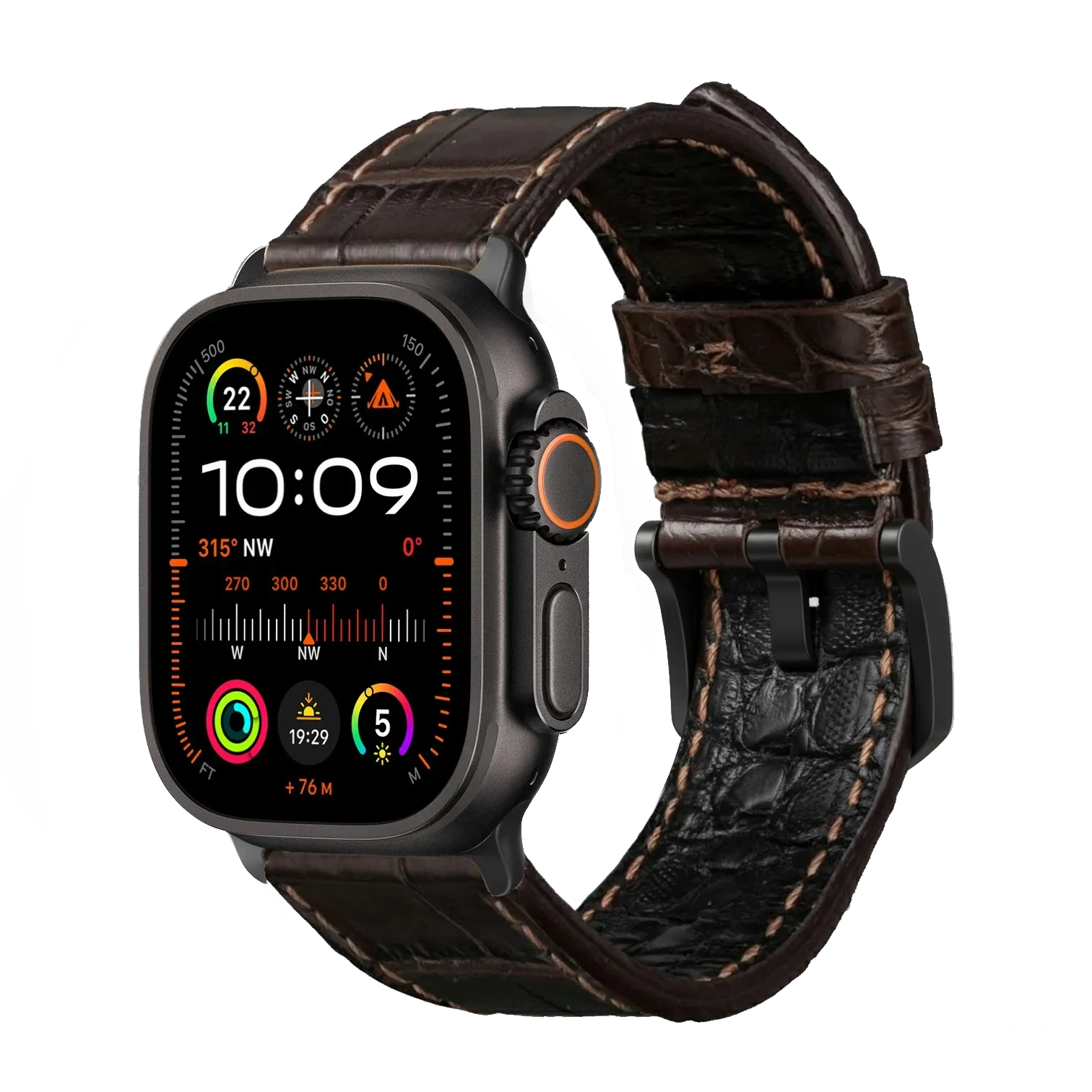 Braun / Ultra/46mm/45mm + Faltschließe / Schwarz Matt