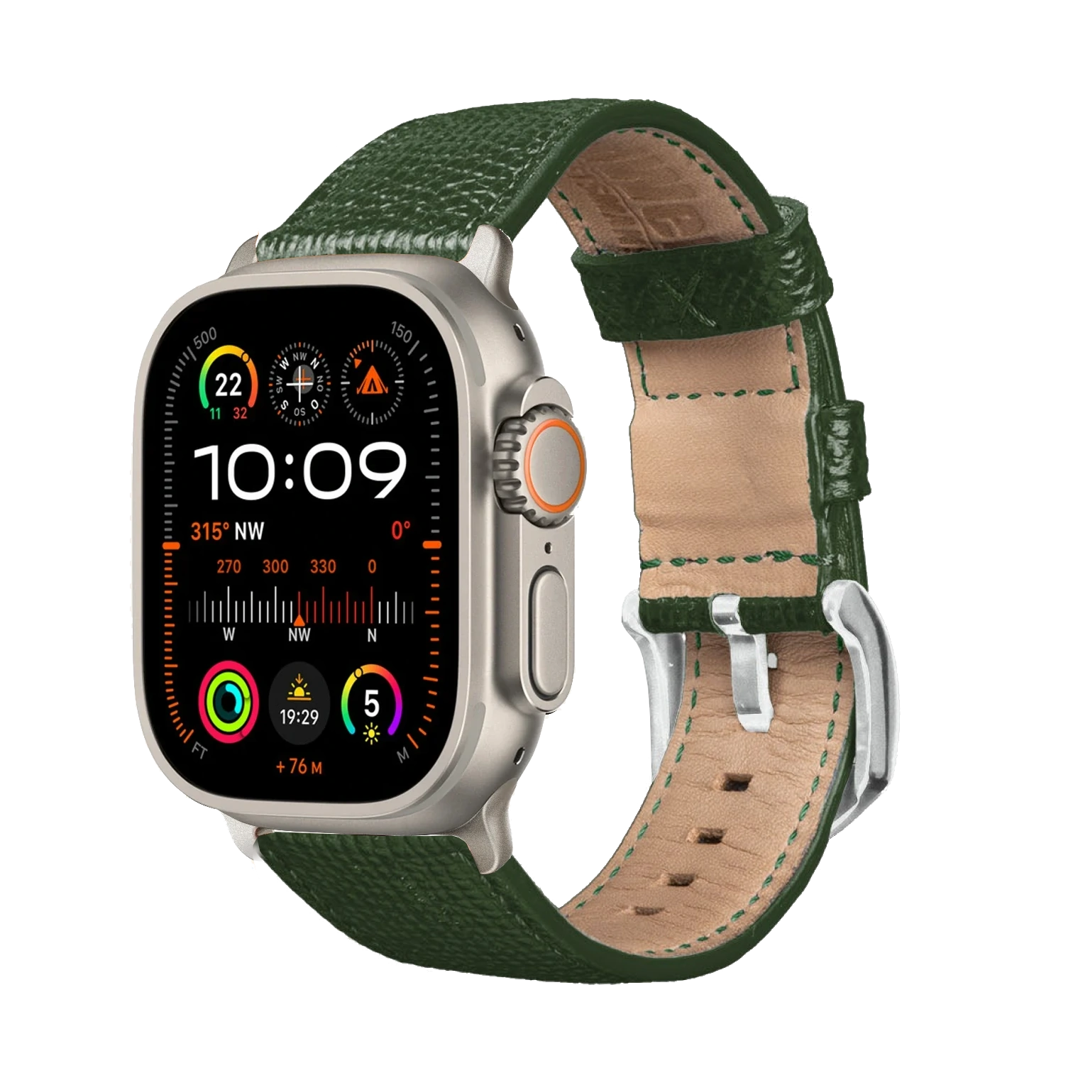Olivegrün / Ultra/46mm/45mm + Faltschließe / Silber