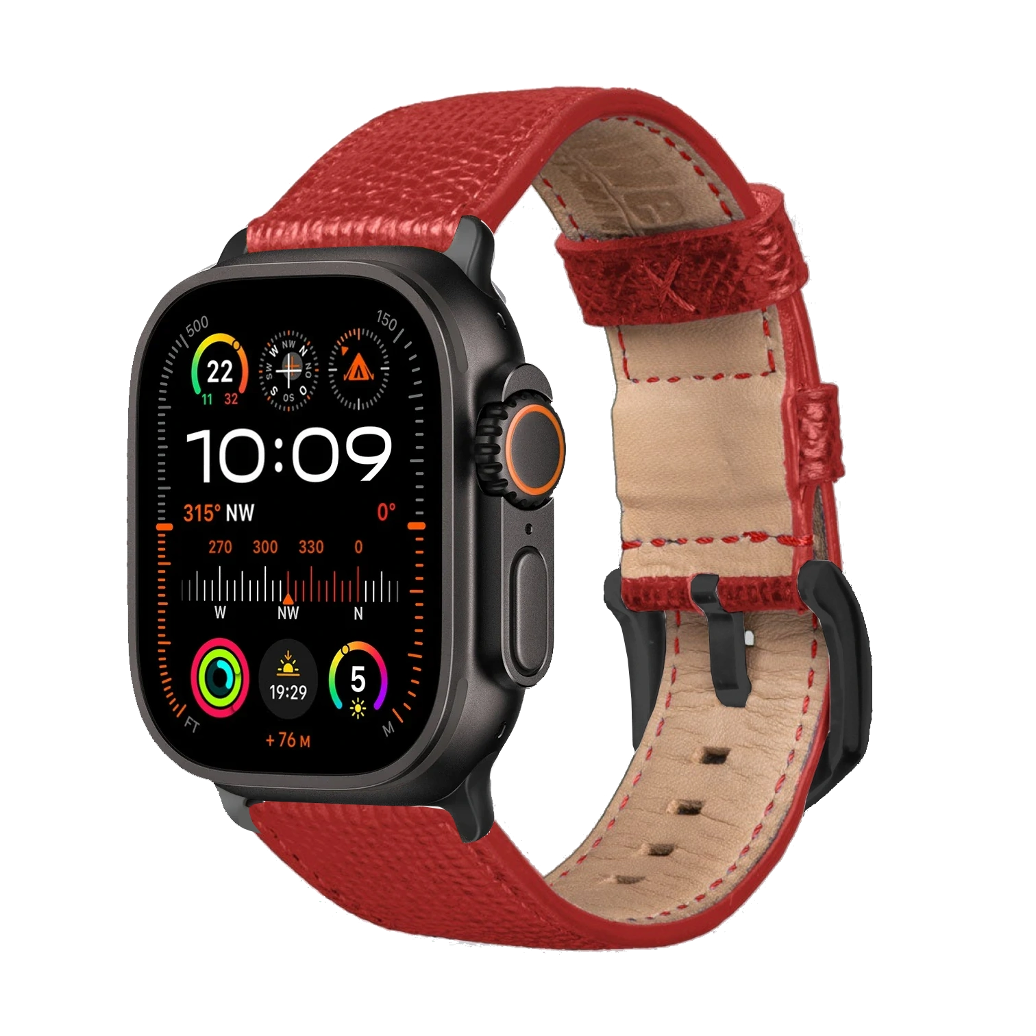 Rot / Ultra/46mm/45mm + Faltschließe / Schwarz