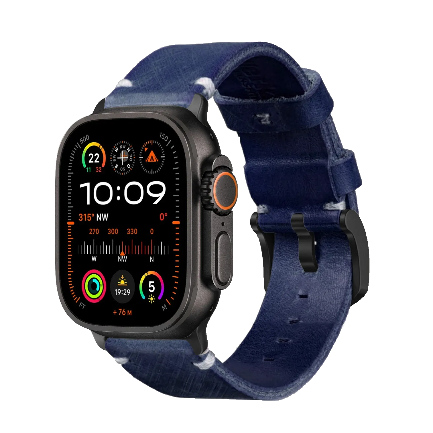 Blau / Ultra/46mm/45mm + Faltschließe / Schwarz Matt