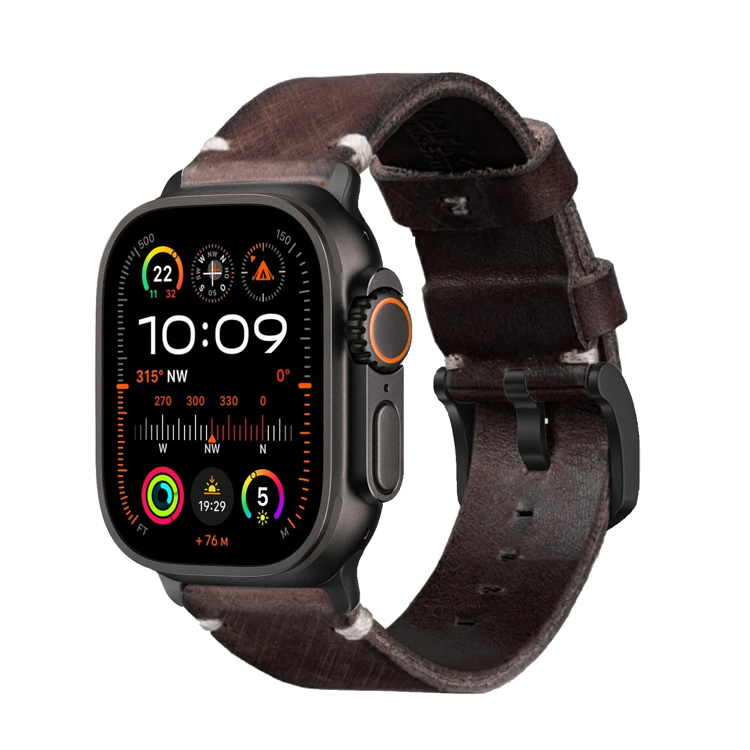 Dunkelbraun / Ultra/46mm/45mm + Faltschließe / Schwarz Matt