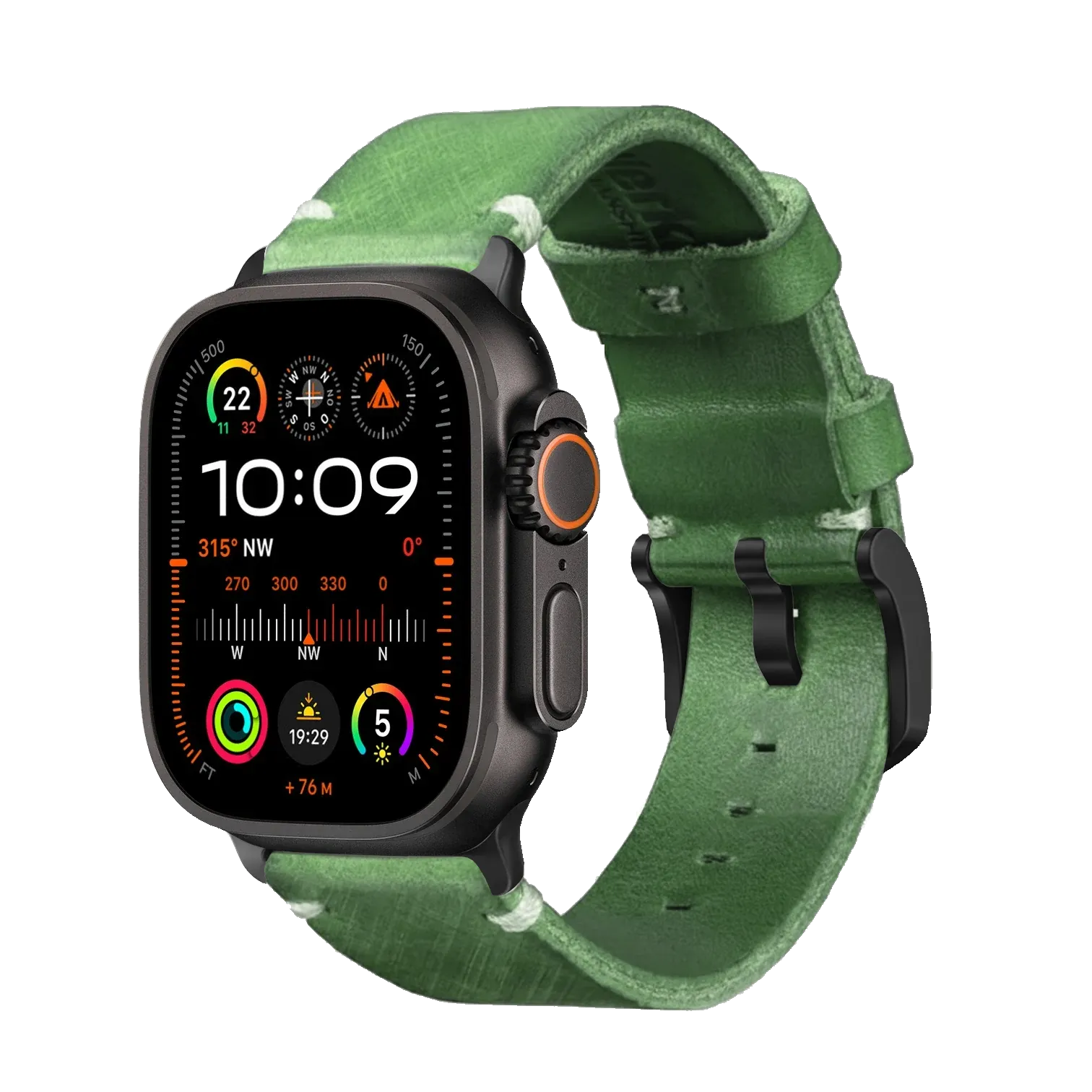 Grün / Ultra/46mm/45mm + Faltschließe / Schwarz Matt