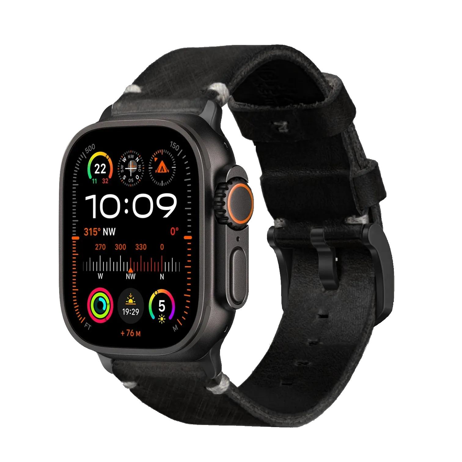 Tiefschwarz / Ultra/46mm/45mm + Faltschließe / Schwarz Matt