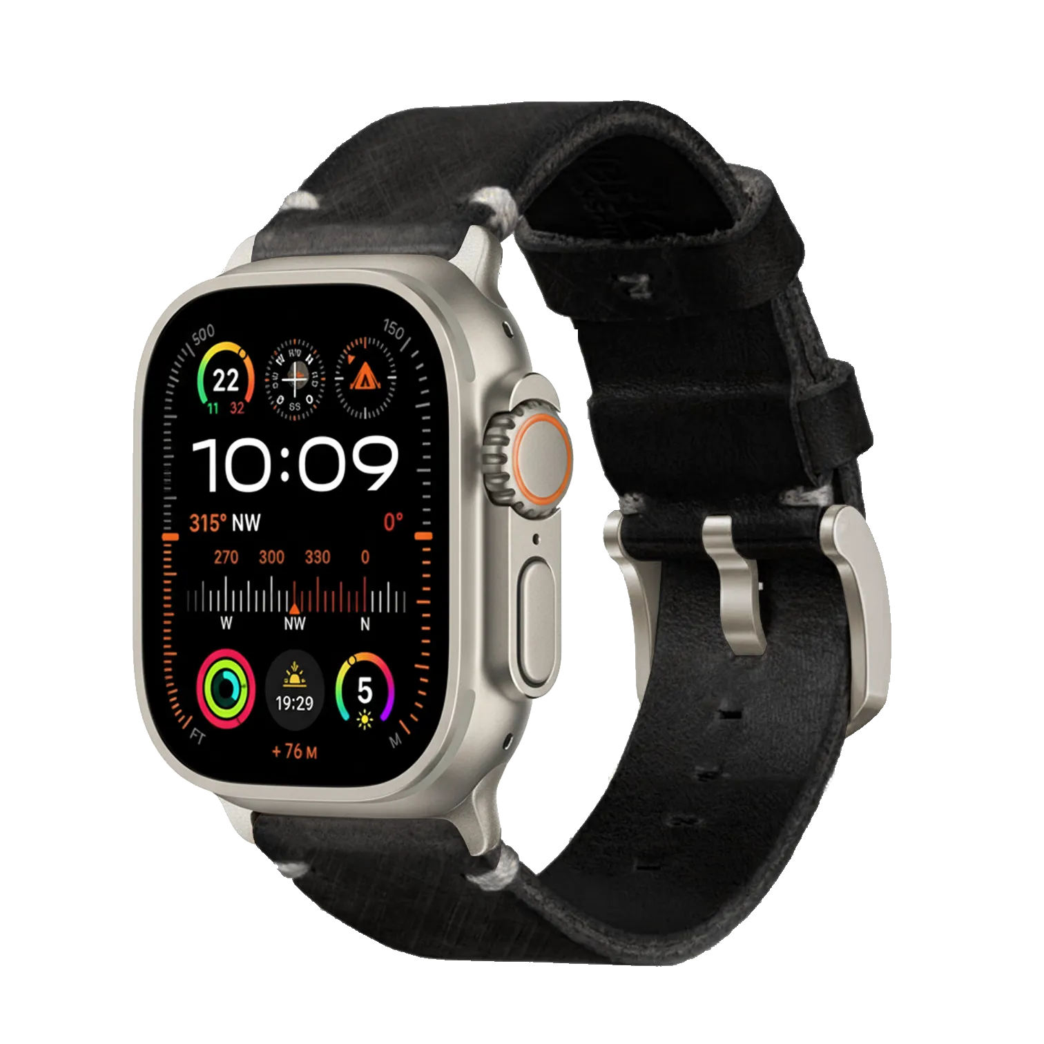 Tiefschwarz / Ultra/46mm/45mm + Faltschließe / Silber Matt