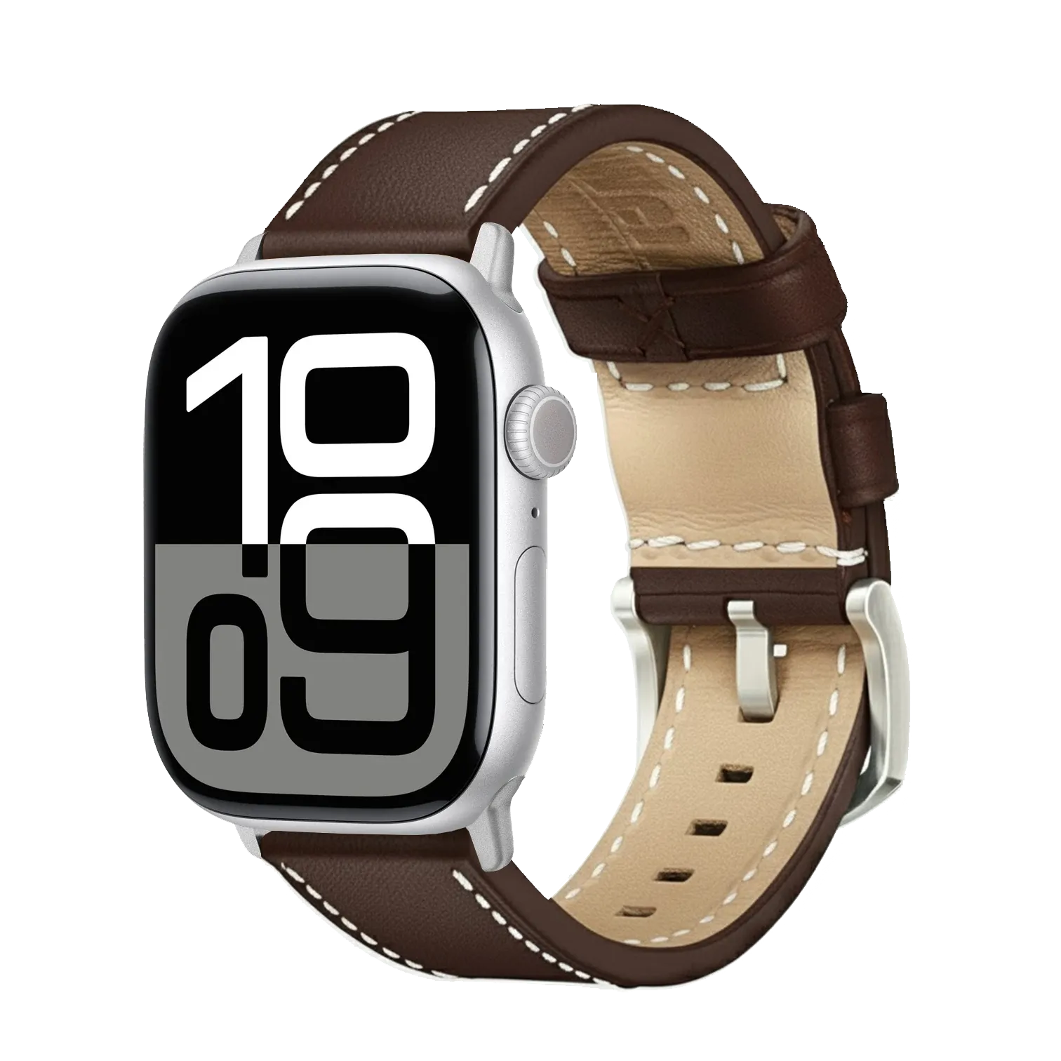 Dunkelbraun / 42mm / Silber Matt