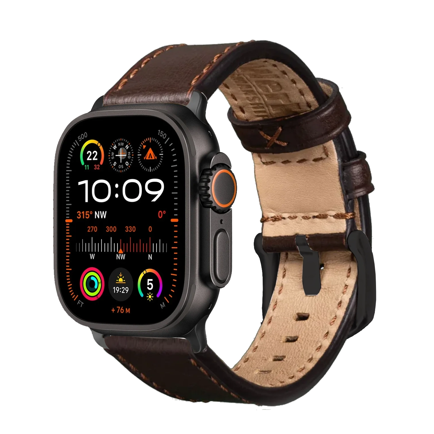 Dunkelbraun / Ultra/46mm/45mm + Faltschließe / Schwarz