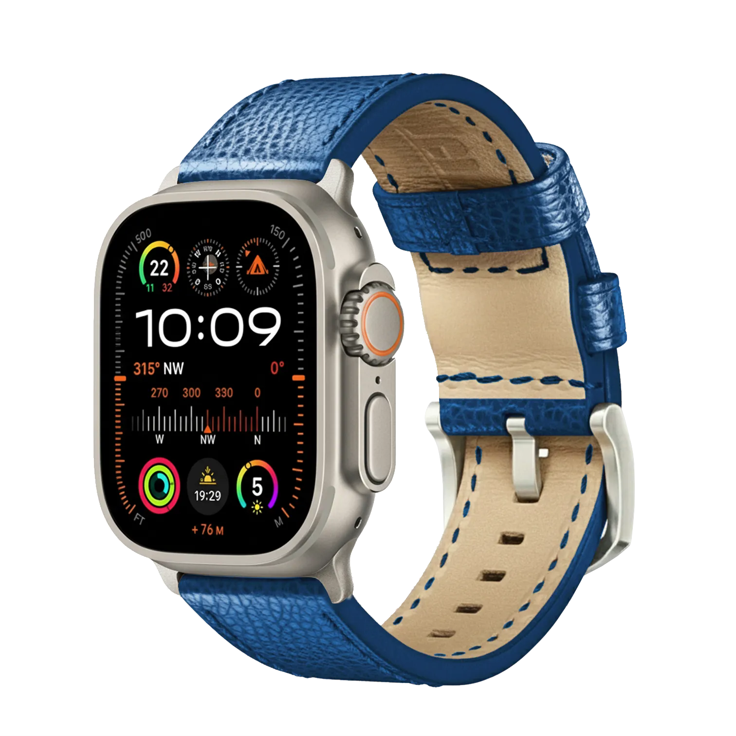 Marineblau / Ultra/46mm/45mm + Faltschließe / Silber Matt