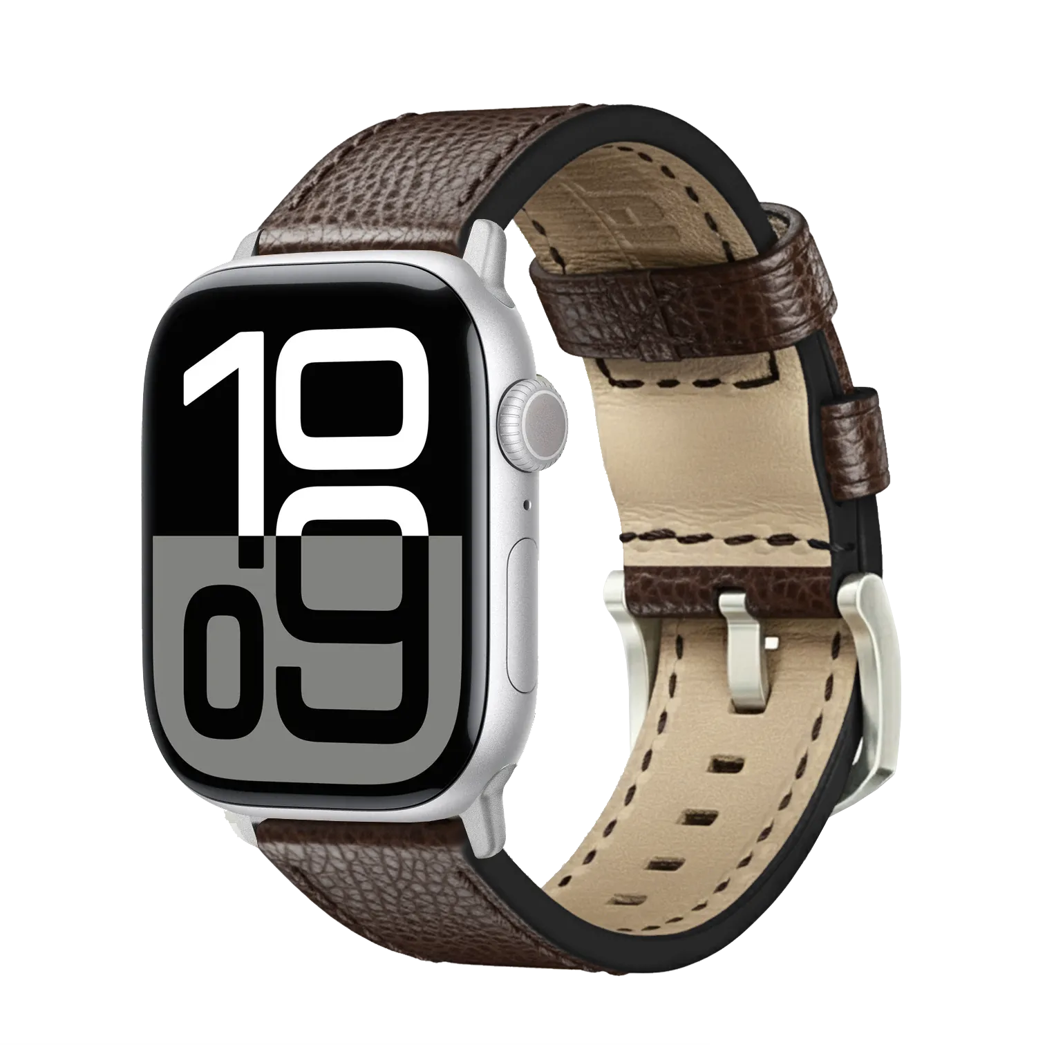 Dunkelbraun / 42mm / Silber Matt