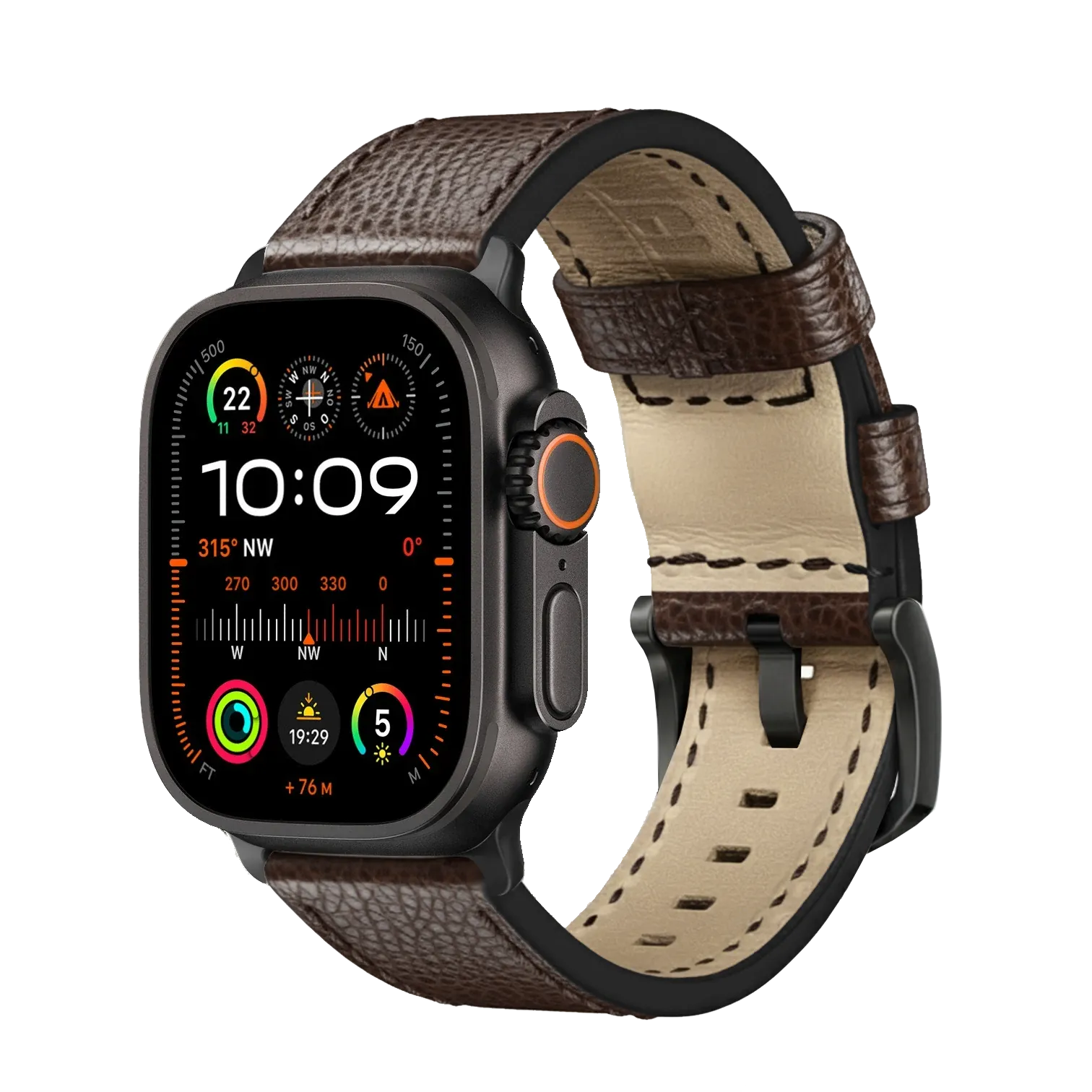 Dunkelbraun / Ultra/46mm/45mm + Faltschließe / Schwarz Matt