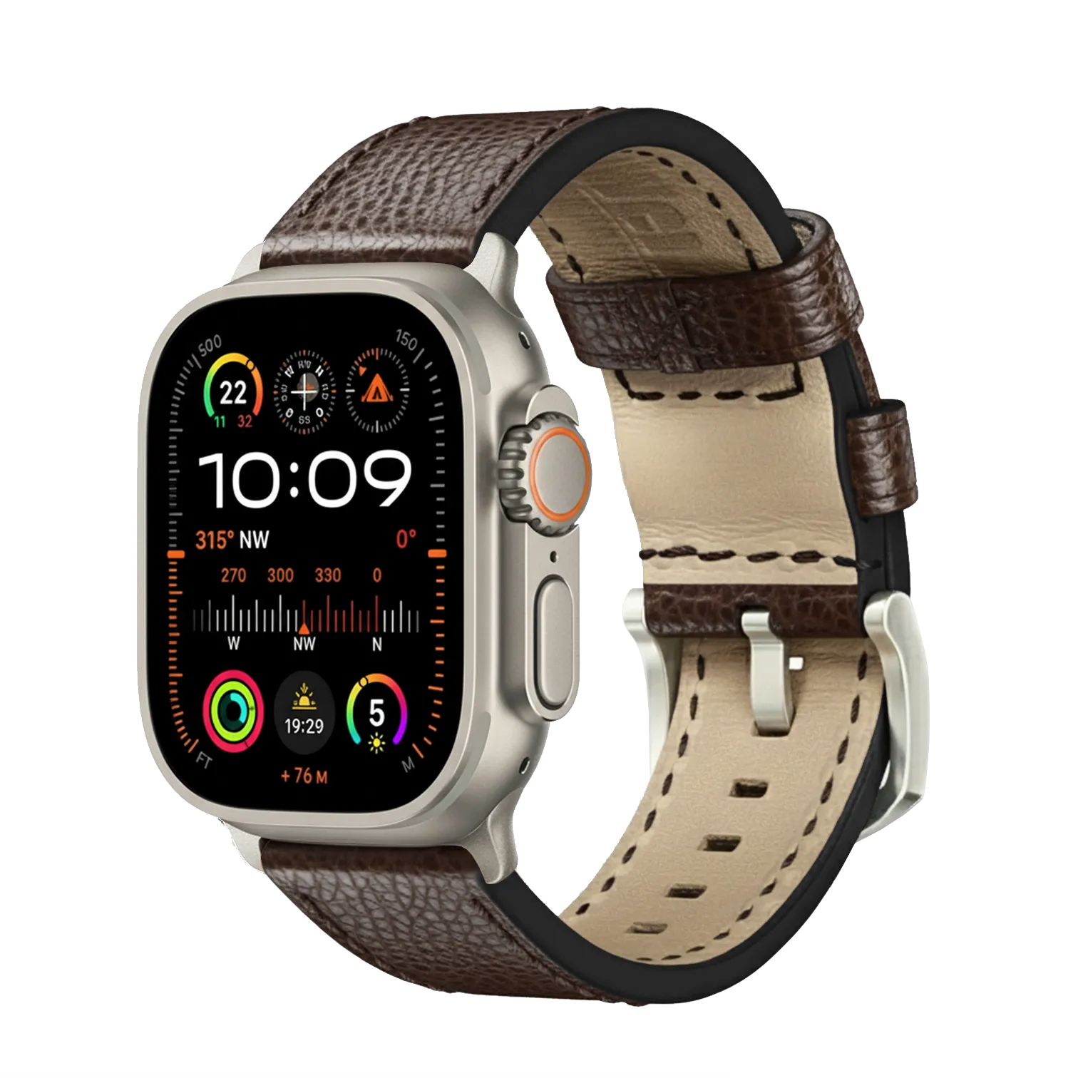 Dunkelbraun / Ultra/46mm/45mm + Faltschließe / Silber Matt