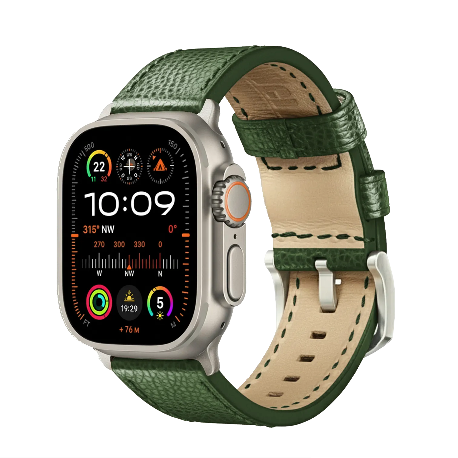 Olivegrün / Ultra/46mm/45mm + Faltschließe / Silber Matt