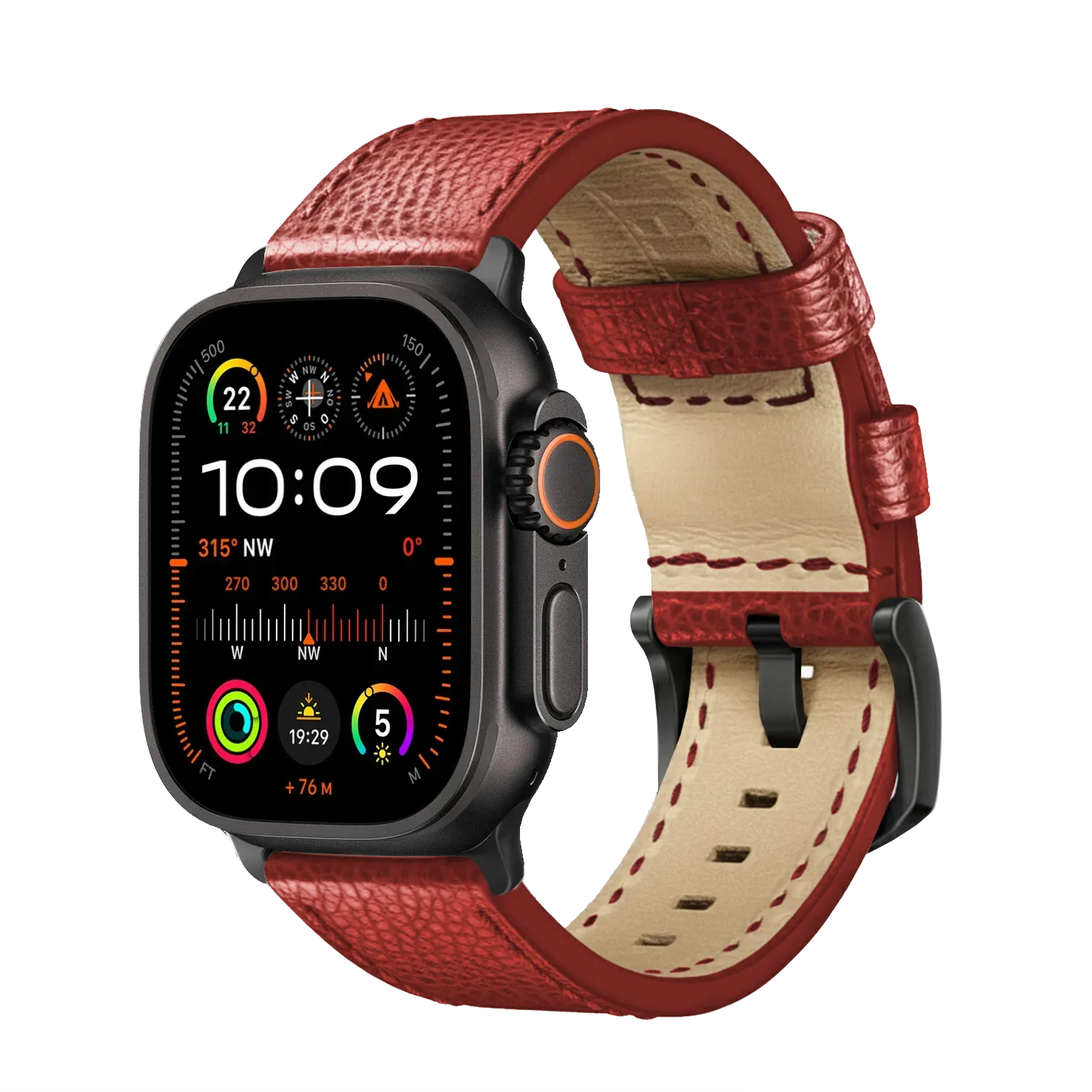 Rot / Ultra/46mm/45mm + Faltschließe / Schwarz Matt