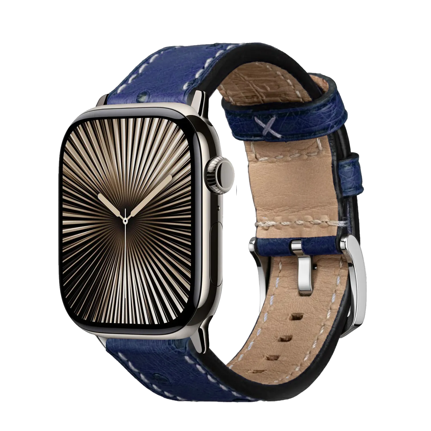 Blau / 42mm / Silber Poliert