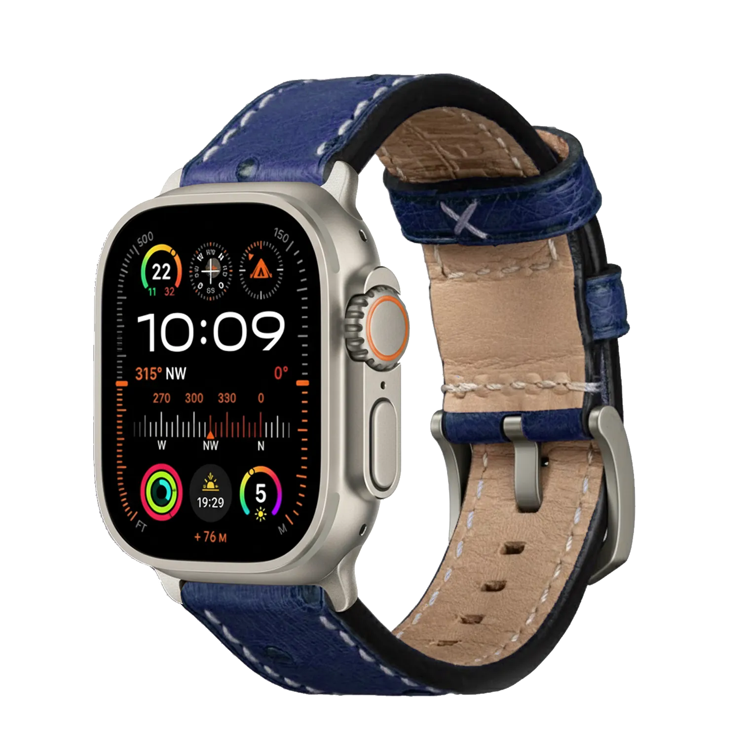 Blau / Ultra/46mm/45mm + Faltschließe / Silber Matt