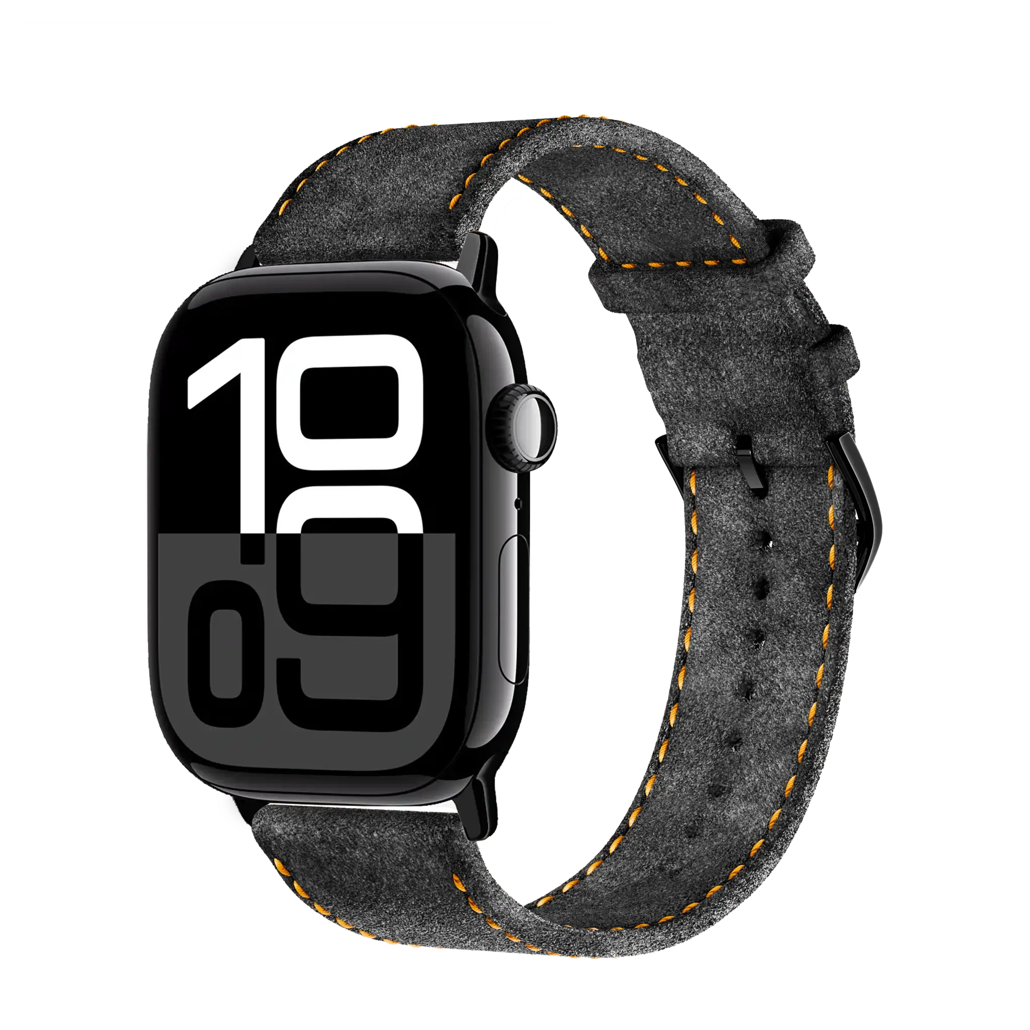 Anthracite mit orangener Naht / 45mm / Aluminium Mitternacht