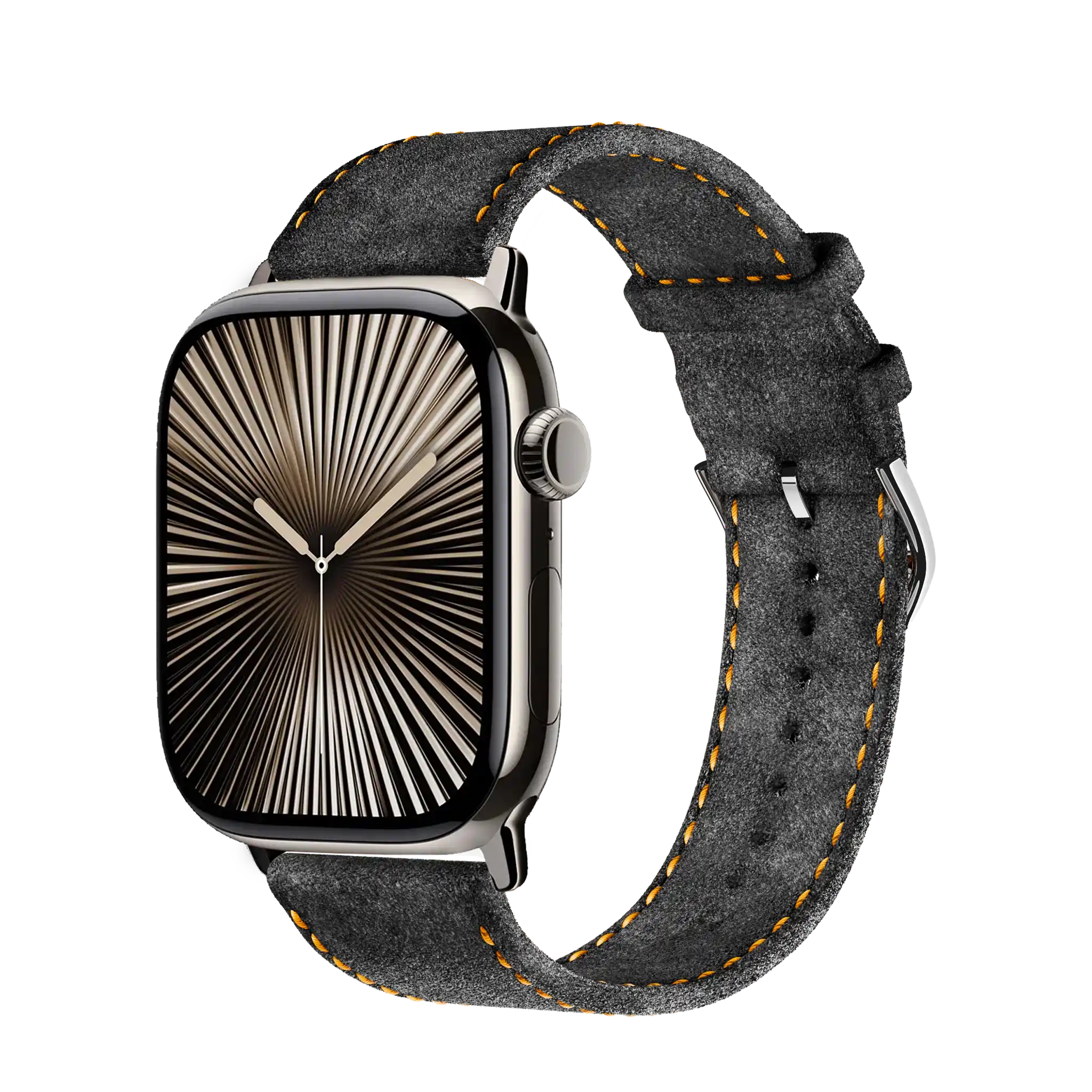 Anthracite mit orangener Naht / 45mm / Edelstahl Silber