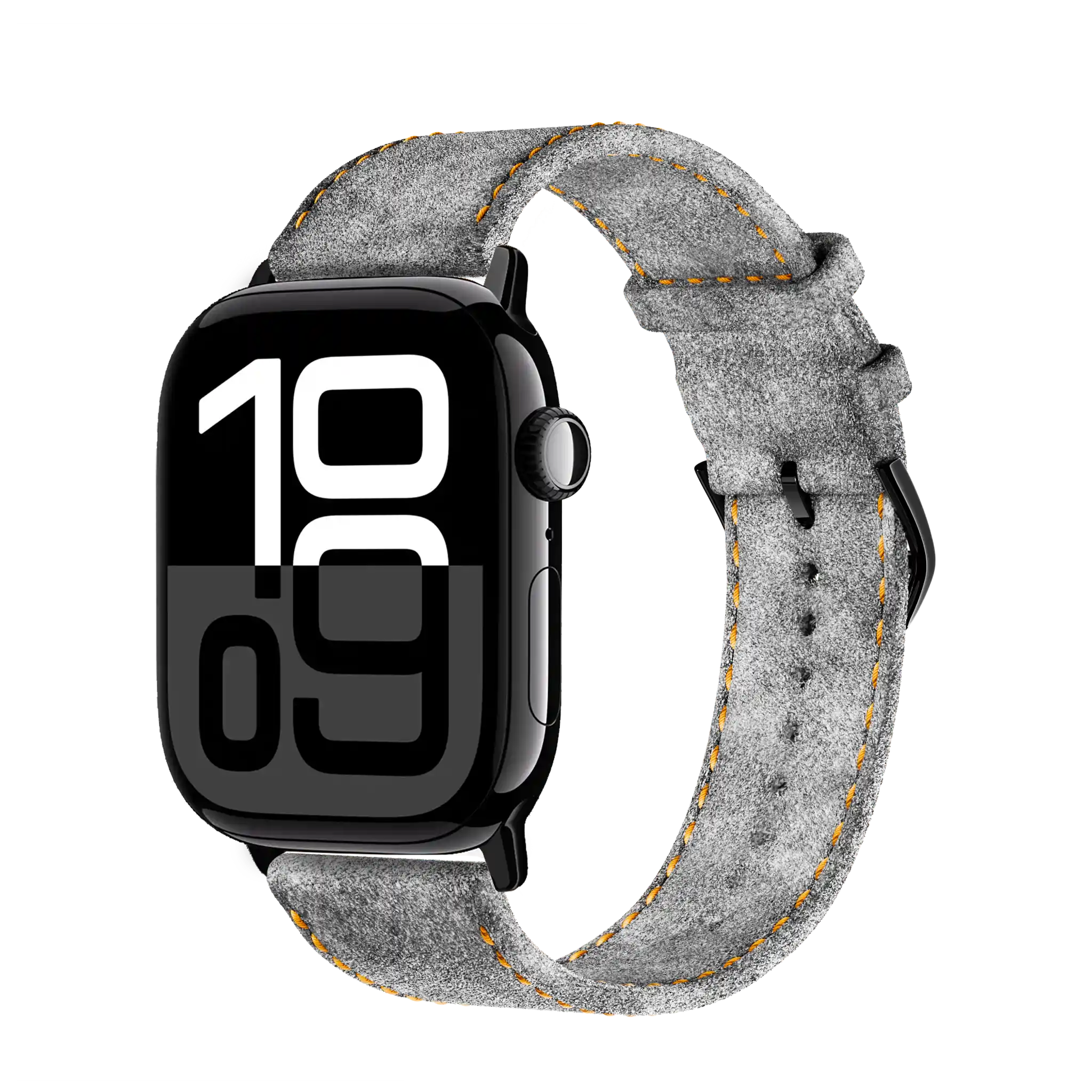 Light Grey mit orangener Naht / 45mm / Aluminium Mitternacht