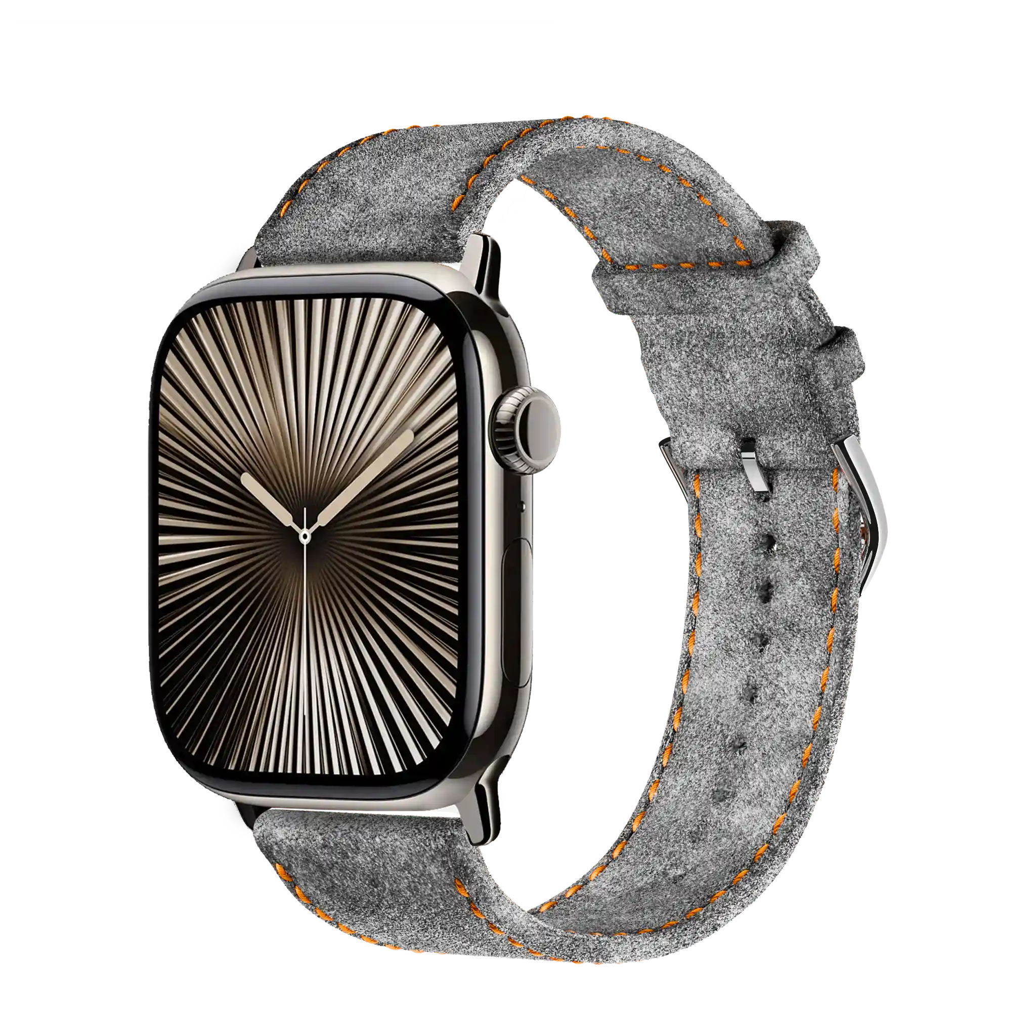 Light Grey mit orangener Naht / 46mm / Titan Natur