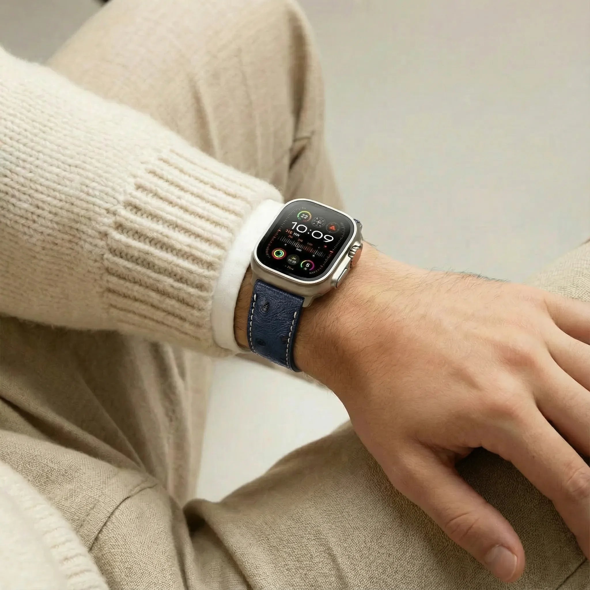 Blau / 46mm / Titan Natur