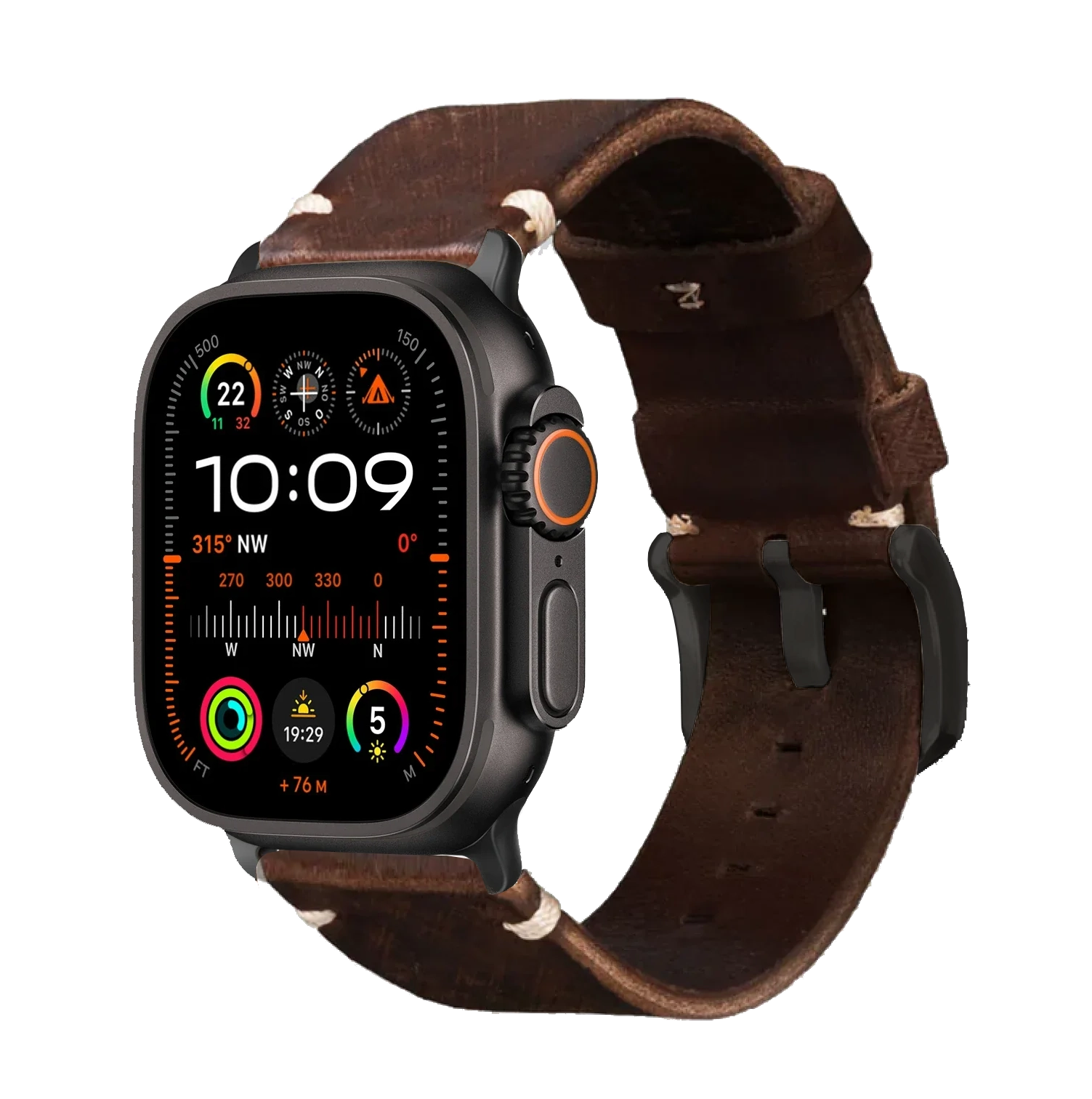 Dunkelbraun / Ultra/46mm/45mm + Faltschließe / Schwarz
