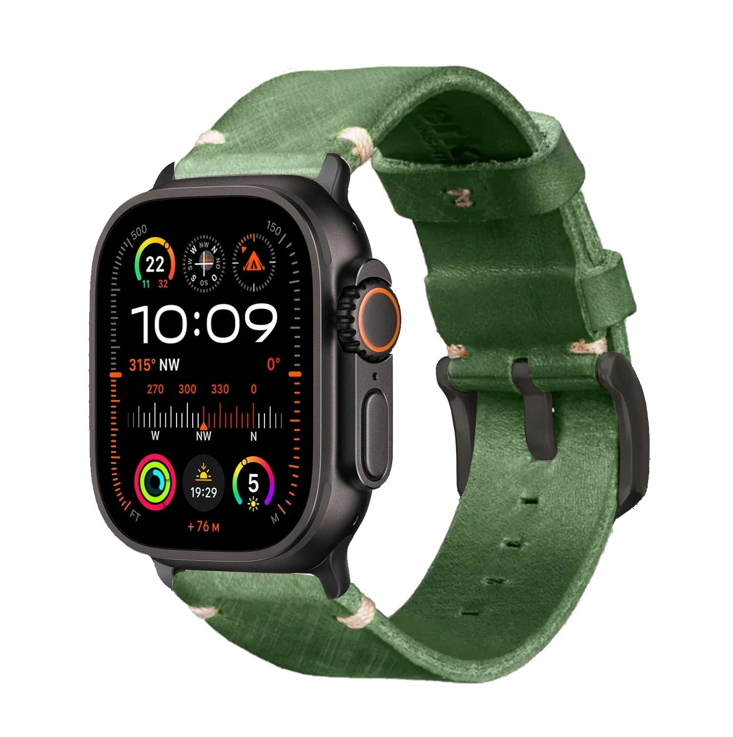Hellgrün / Ultra/46mm/45mm + Faltschließe / Schwarz