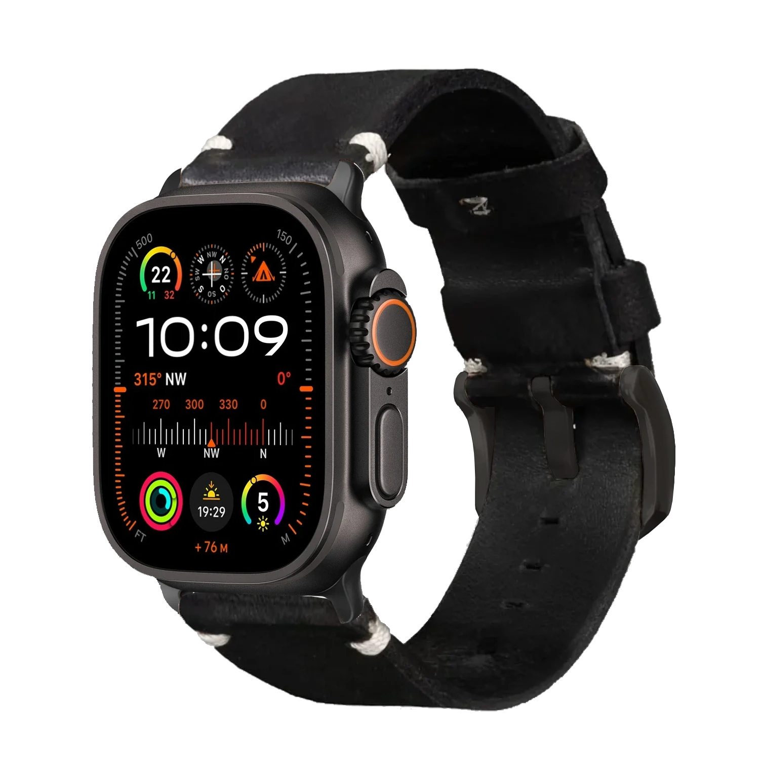 Tiefschwarz / Ultra/46mm/45mm + Faltschließe / Schwarz