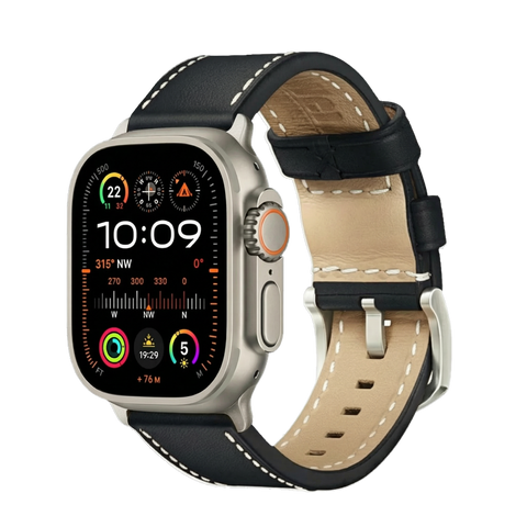 Tiefschwarz mit Kontrastnaht / Ultra/46mm/45mm / Silber Matt