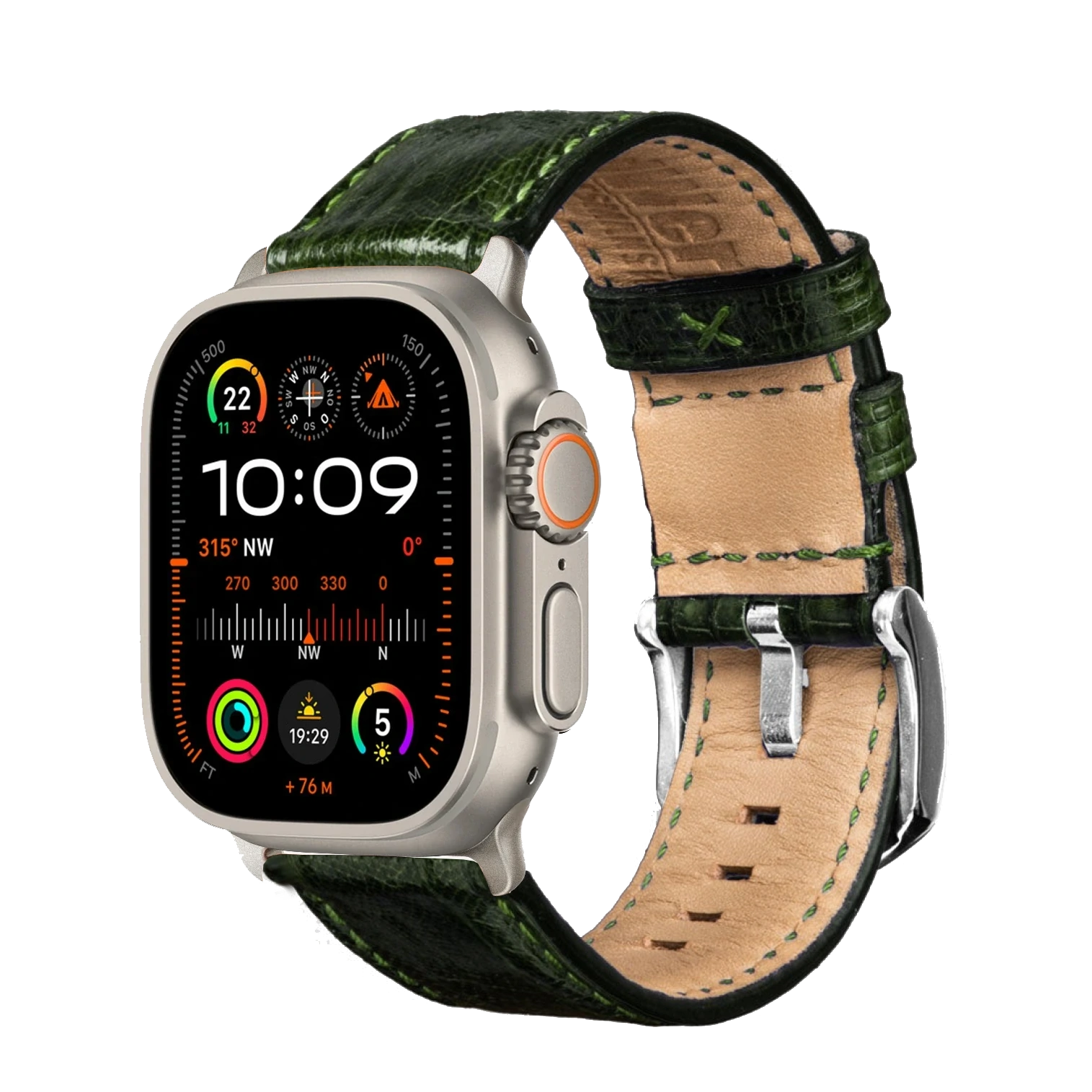 Grün / Ultra/46mm/45mm + Faltschließe / Silber